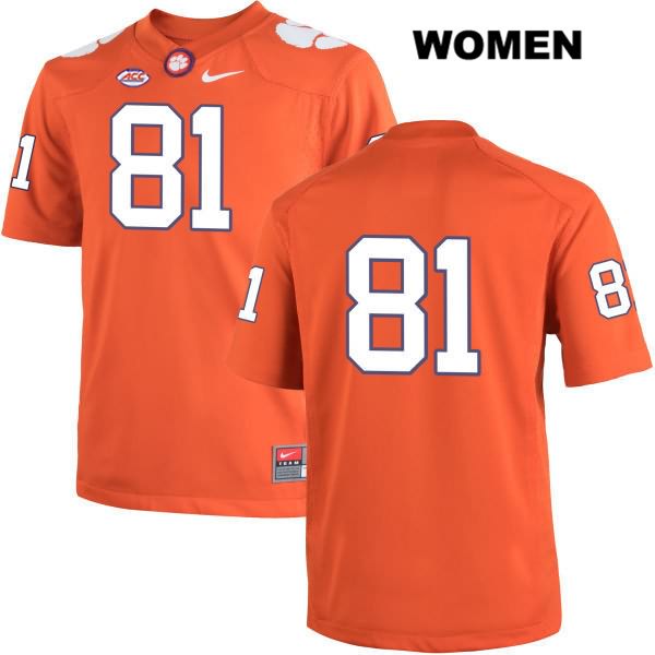 Women's Clemson Tigers #81 Drew Swinney Stitched Orange Authentic Nike No Name NCAA College Football Jersey BIV8846NH